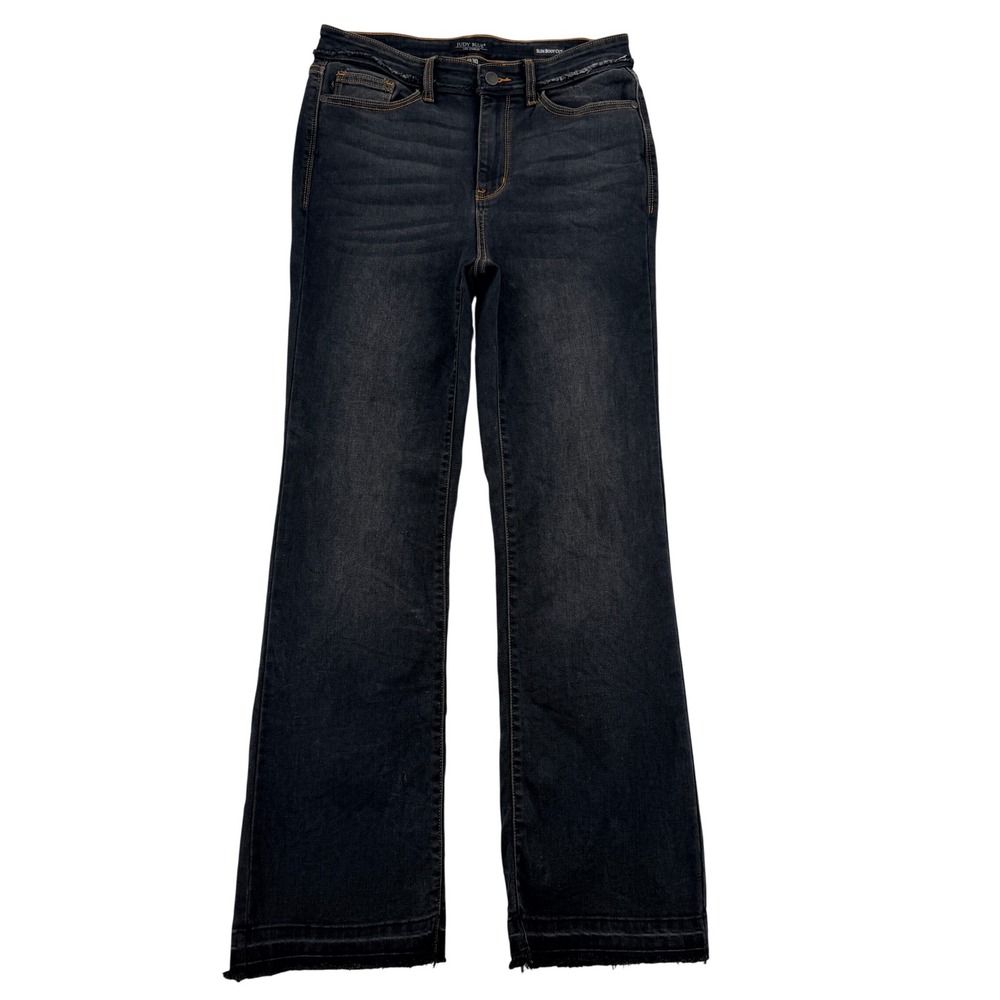 Judy Blue Womens Slim Bootcut Jeans Black Raw Hem High Rise JB82535BK 11/30